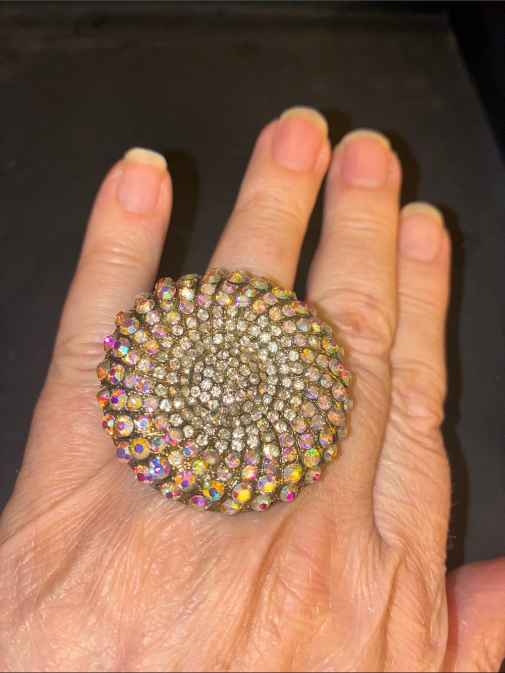 Aurora-Inspired Multicolor Crystal Cocktail Stretch Ring